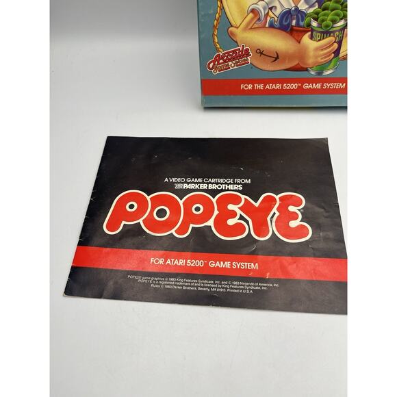Popeye Game (Atari 5200, 1983) CIB Complete In Box Excellent - Picture 11 of 16